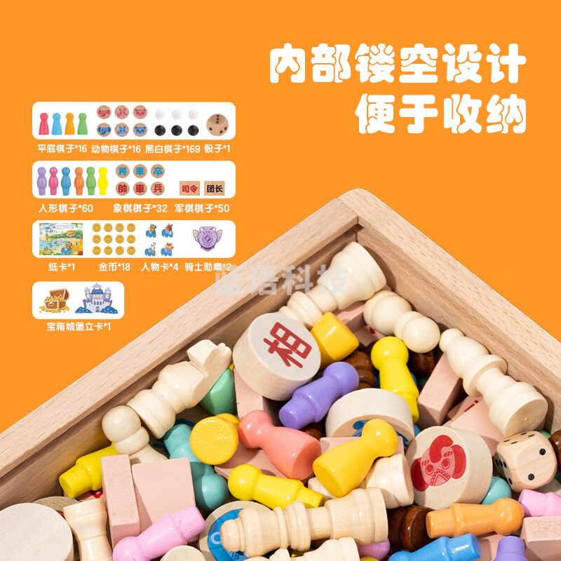 得力(deli)28合一棋五子棋飞行棋跳棋围棋等多功能棋玩具男女孩玩具YW107