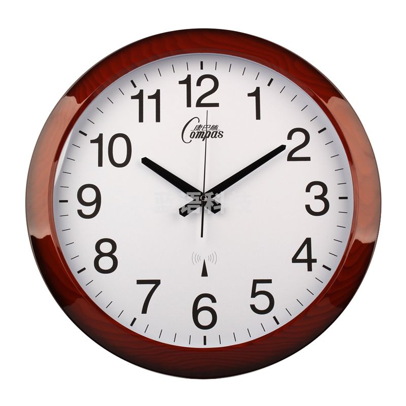 康巴丝 三代智能电波钟办公挂钟钟表大壁钟客厅时钟安徽考试考场专用仿木电波钟自动对时2060S