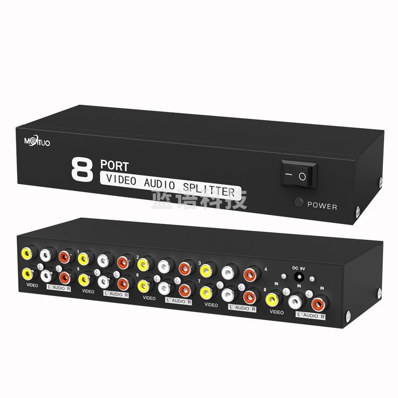 迈拓维矩MT-108AV av分配器1进8出rca分配器一分八音视频信号分配器