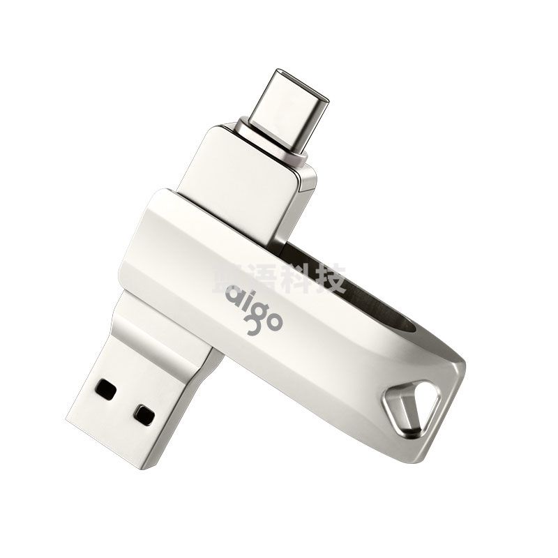 爱国者（aigo）128GB Type-C USB3.1 U盘 U351高速读写款 银色 双接口手机电脑用
