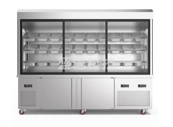 乐创（lecon）麻辣烫展示柜 串串展示柜 冒菜展示柜烧烤展示柜商用冰柜冷藏保鲜冰箱立式双温柜 2.3 * 0.8 * 1.9米 三压缩机 透明夜幕帘门