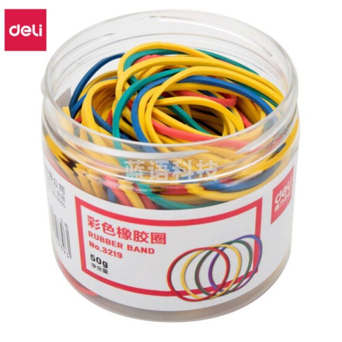 得力（deli）3219 彩色橡胶圈皮筋 50g 彩色
