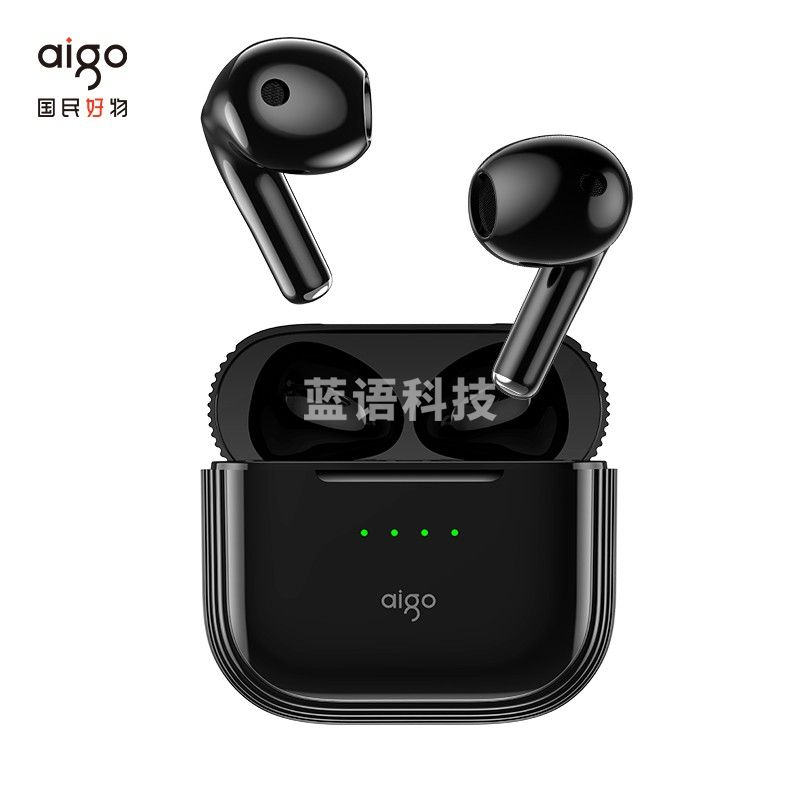 aigo爱国者 T30真无线蓝牙耳机高清通话 蓝牙5.1 半入耳通用 黑色