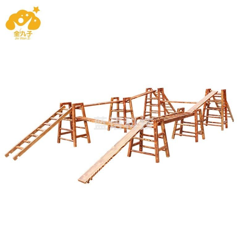 金丸子 金丸子户外木质攀爬架儿童体能训练组合感统训练器材碳化木攀爬梯MNA1