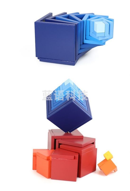 儿童益智脑立方积木创意方块之谜立体拼图榉木叠叠高