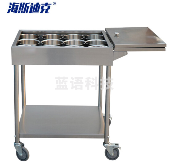 海斯迪克 HKCL-253 不锈钢调料车 厨房移动餐车小推车 加厚平板款(带刹车)配12缸