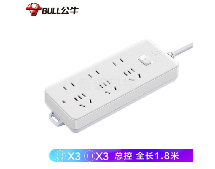 公牛(BULL)GN-402插座 6位总控1.8米