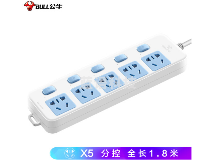 公牛(BULL)GN-316插座 5位分控1.8米