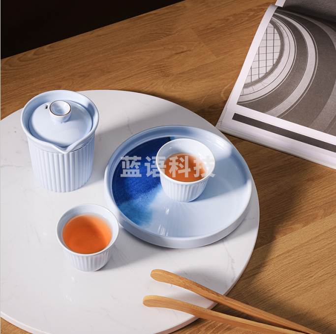 青墨淡彩功夫茶具组   茶壶120mL     茶杯50mL×2   产品材质 ：陶瓷