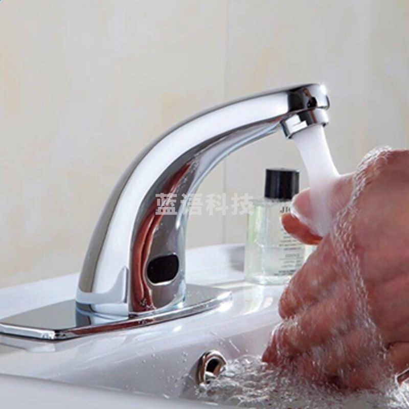 美洁 卫生间面盆全铜感应水龙头
