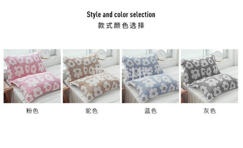 沐凡 纱布枕巾一对装 五层全棉加大枕头巾 灰色50*75cm