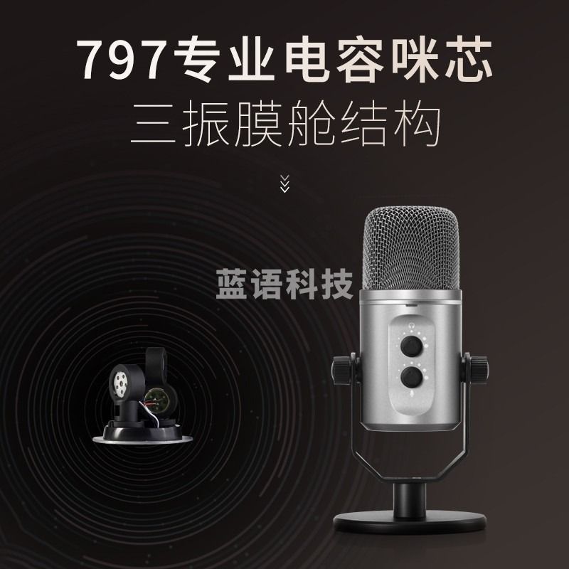 漫步者（EDIFIER）K22U 有线电容式麦克风直播互动网课教学线上会议音乐录制麦克风