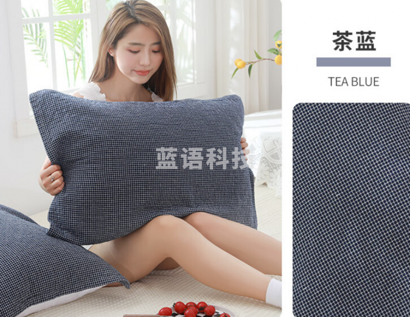 沐凡 纯棉提花加厚吸汗大枕巾 一个装蓝色80*50cm/145g