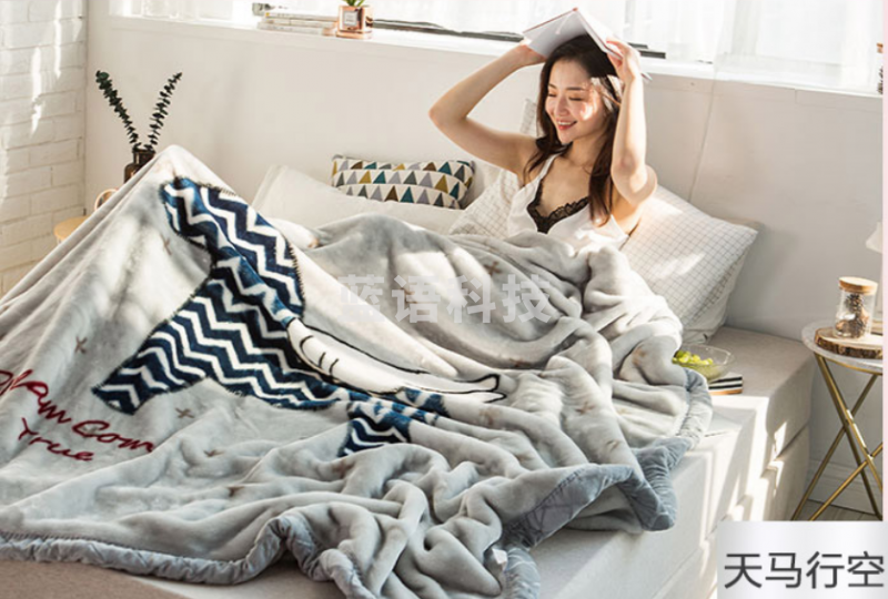 雅鹿·自由自在 毛毯加厚双层拉舍尔毛毯 天马行空150*200cm