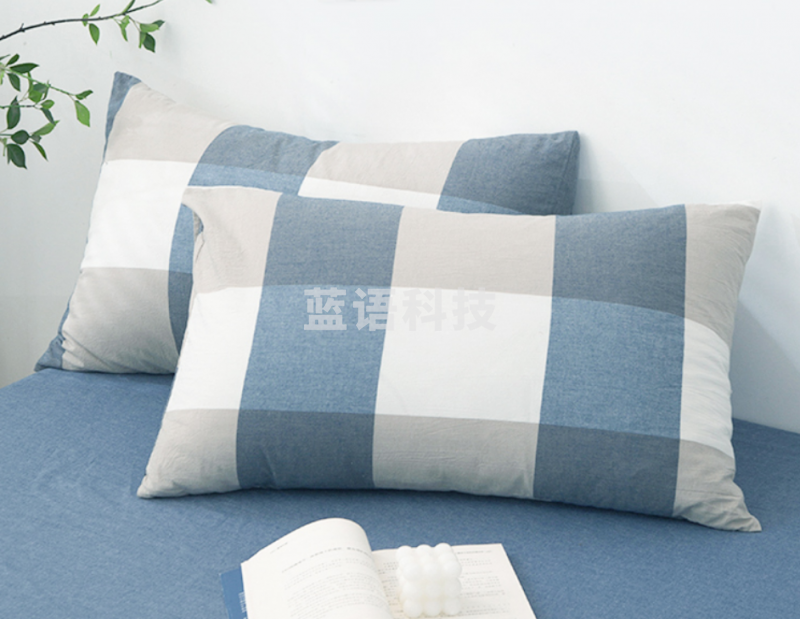 雅鹿·自由自在 纯棉水洗棉北欧风枕套一对装 48*74cm蓝白大格（对）