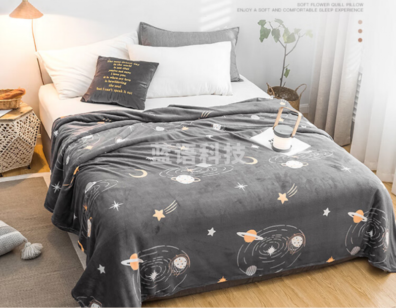 雅鹿·自由自在 毛毯加厚法兰绒毯子 珊瑚绒盖毯 单人150*200cm浩瀚星空