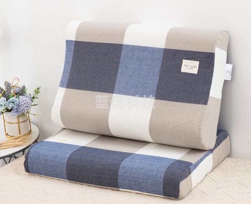 雅鹿·自由自在 纯棉水洗棉乳胶枕套 30*50cm浅咖蓝（只）