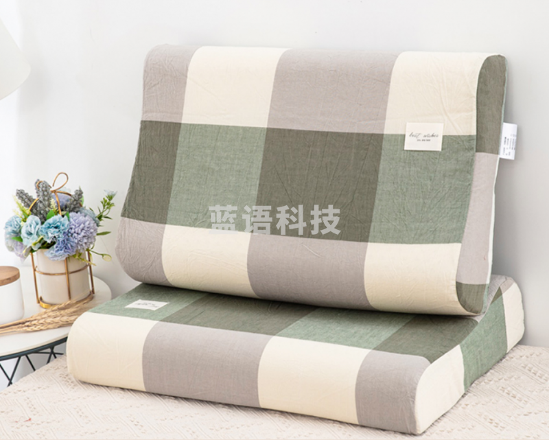 雅鹿·自由自在 纯棉水洗棉乳胶枕套 30*50cm浅咖绿（只）