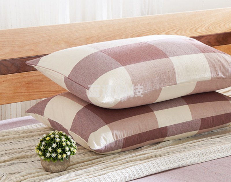 雅鹿·自由自在 枕头套枕芯套 48*74cm豆沙大格（对）