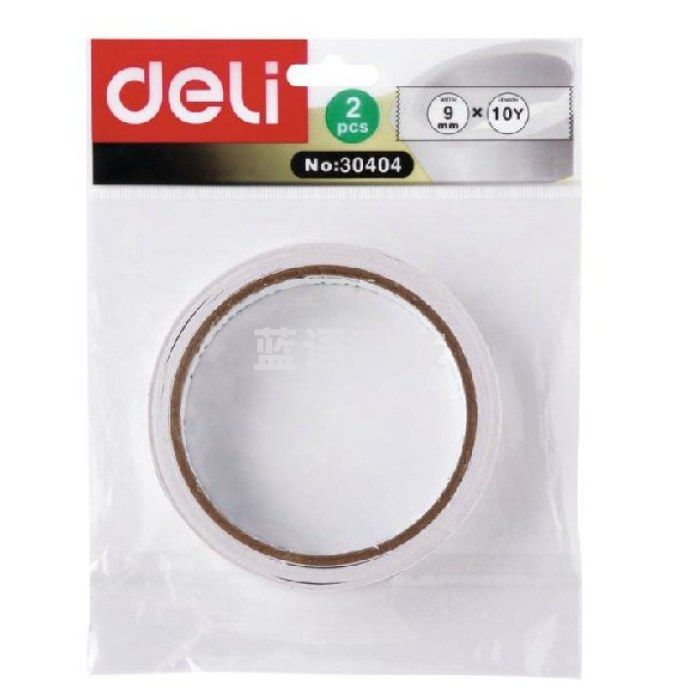 得力30404双面胶9MM*10Y 2卷/袋