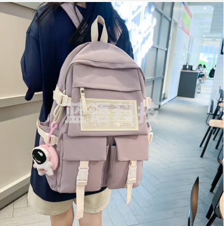 爱情海书包小学生三到六年级高颜值儿童双肩包女初中高中大学生大容量减负轻便简约背包男时尚休闲旅行电脑包4-6年级运动旅游潮流 紫色+小粉挂件