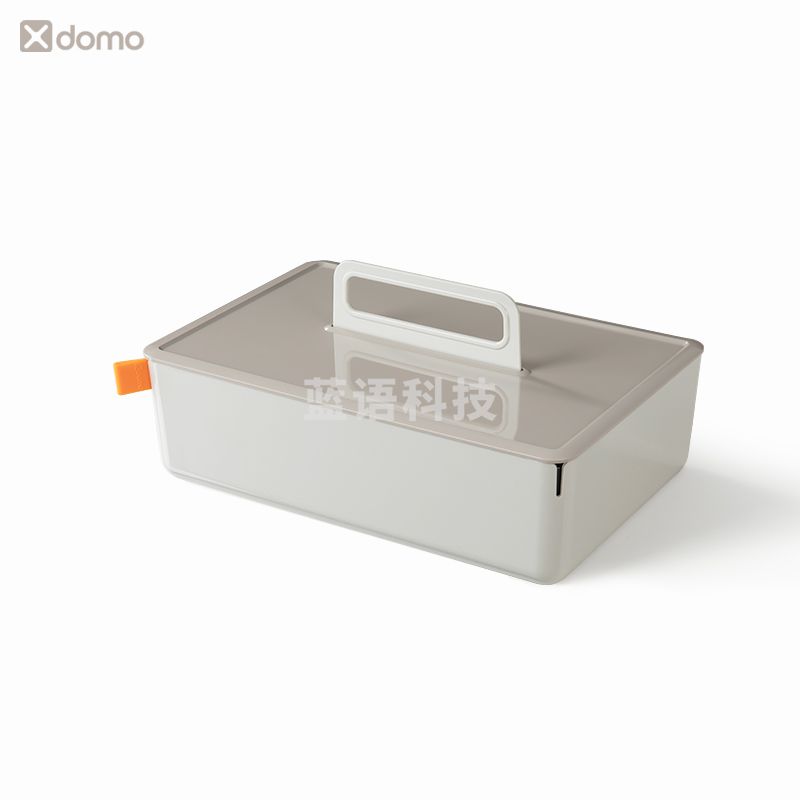 得力(deli)XDM16手提式收纳盒 带盖便携式配件盒 带隔层浅灰