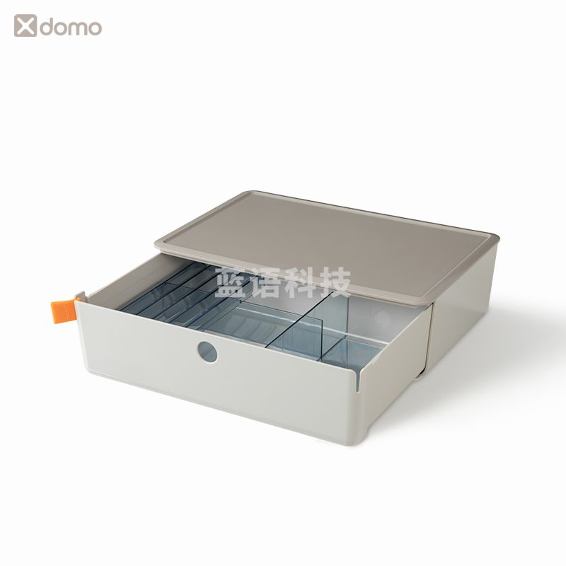 得力(deli)XDM31抽拉式收纳盒 防尘整理盒 带配件浅灰