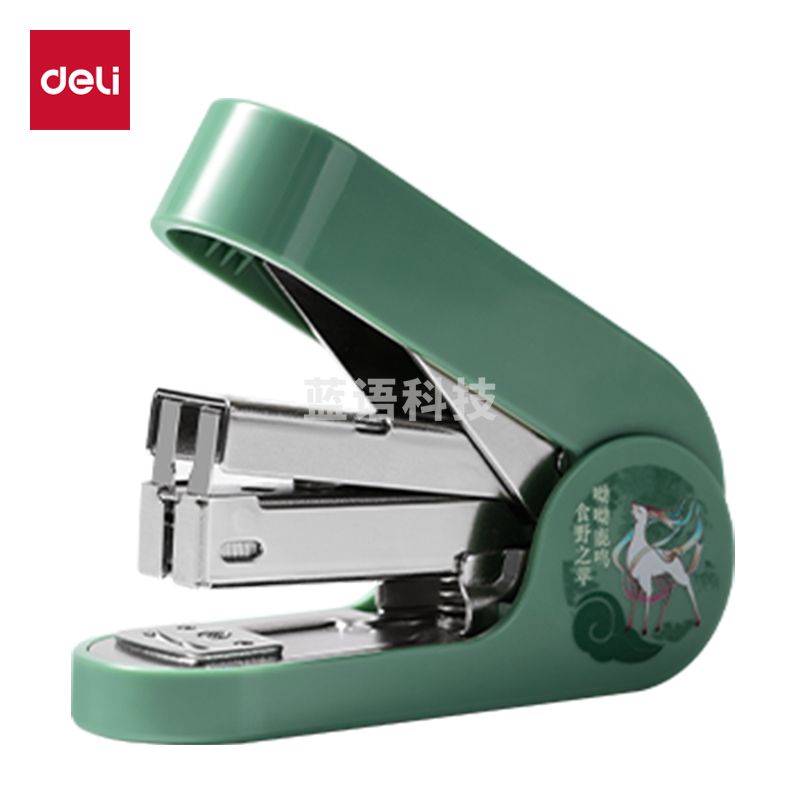 得力(deli)东方文彩省力订书机/订书器 20页可订 适配12#订书钉 绿色DF85（不含钉）
