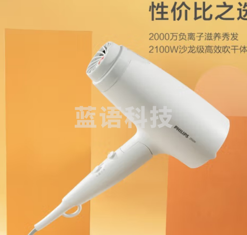 飞利浦( PHILIPS )小花筒吹风机电吹风家用大功率负离子吹风筒恒温护发速千可折叠白色BHD378/05