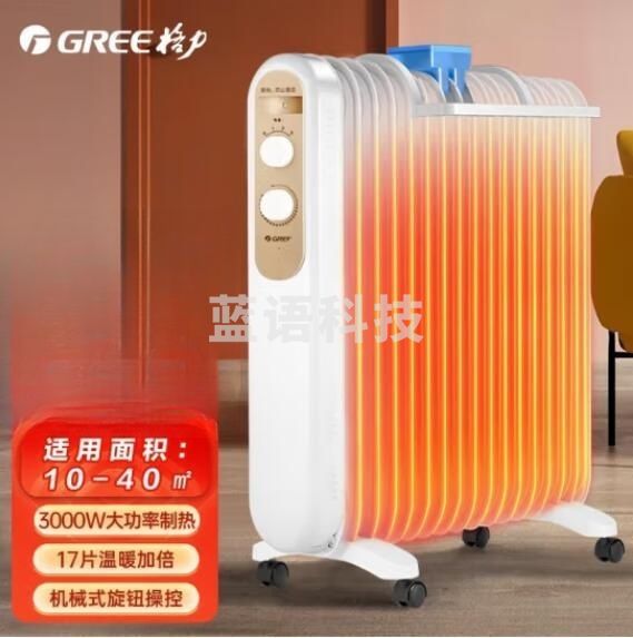 格力(GREE) NDY19-S6130 电油汀取暖器家用大面积电暖器油丁防烫速热3000W大功率电暖气片 【17片3000W电油汀】