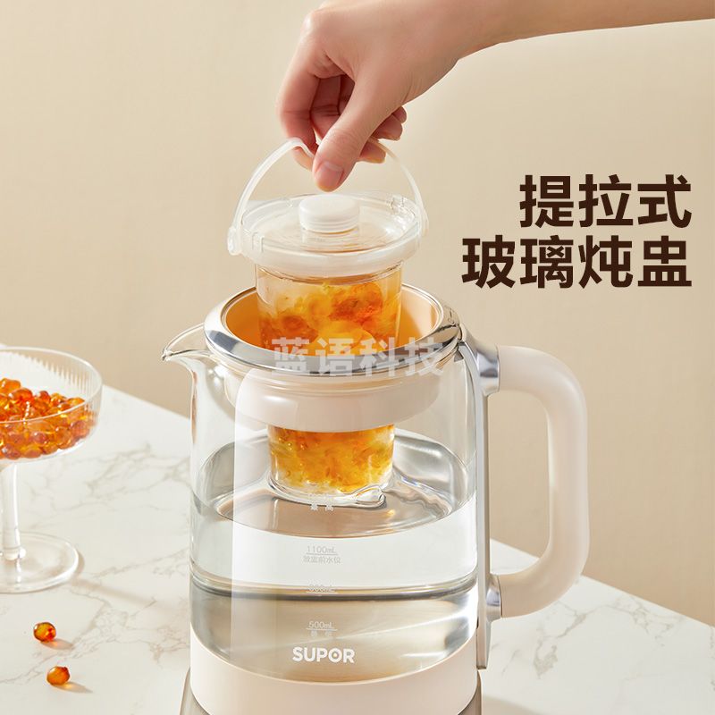 苏泊尔（SUPOR） 1.5L煮茶器花茶壶 玻璃滤网电茶壶 烧水壶电热水壶 保温煮茶壶 燕窝炖盅壶 SW-15YT10