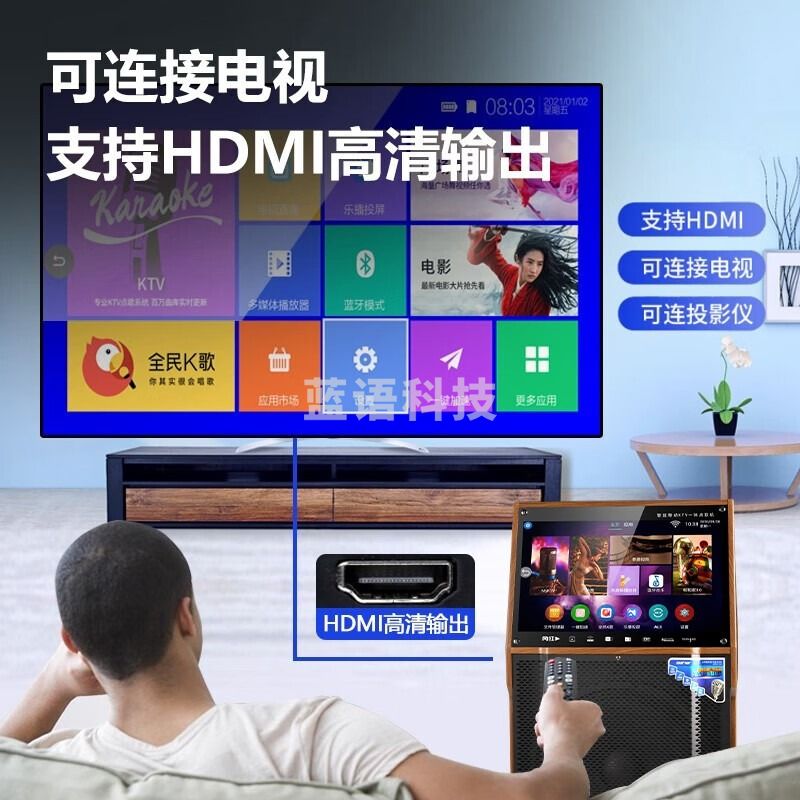 先科 SA-221 家庭ktv音响套装卡拉ok点歌机唱歌一体机家用户外广场舞音响带显示屏移动视频机音箱