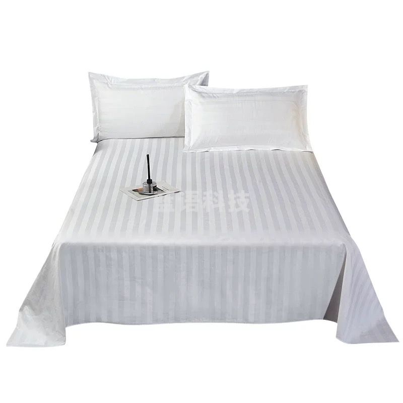 床单 白缎条、100%棉、纱织60*60加密、缩水率5%    2.8*1.8m