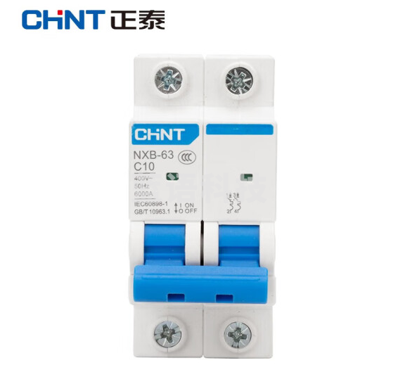 正泰(CHNT)NXB-63-2P-C10 家用空气开关 过载空气开关 DZ47升级款小型断路器