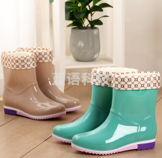 中筒雨鞋女短筒水鞋水靴女保暖加绒塑胶鞋防滑防水牛筋底 尺码备注