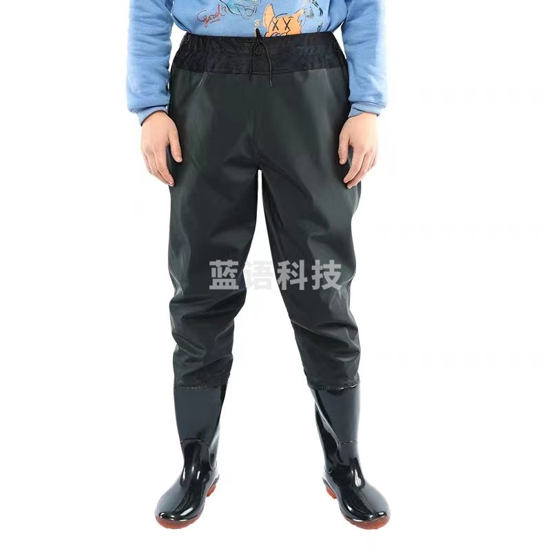 齐腰下水裤耐磨防水半身抓鱼皮叉涉水雨裤连体雨鞋裤 尺码备注