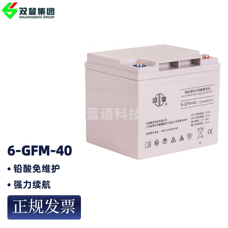 双登UPS电池 12V40AH 6-GFM-40 铅酸免维护蓄电池 UPS电源EPS应急开关电源直流屏电瓶