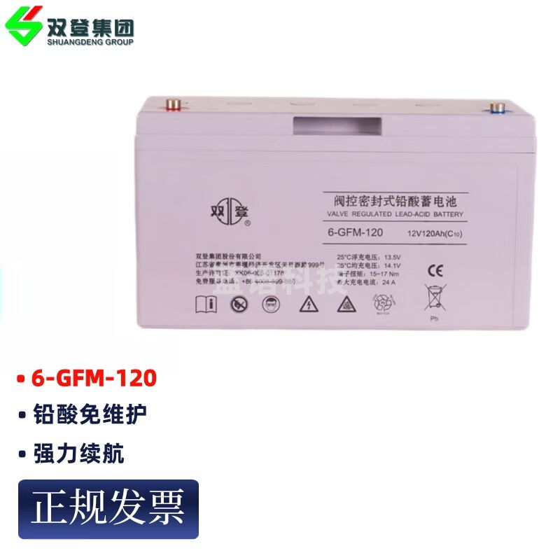 双登UPS电池 12V120AH 6-GFM-120 铅酸免维护蓄电池UPS电源EPS应急开关电源直流屏电池