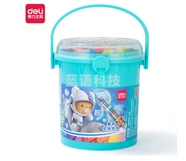 得力(deli)HM514 24色食品级水彩笔 萌咿航天拼接玩具彩笔