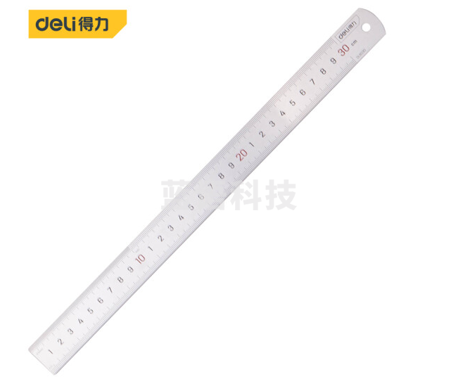 得力(deli)不锈钢直尺刻度尺公制刻度绘图钢尺30cm应急常备 DL8030