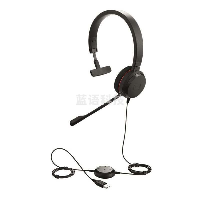 捷波朗 Jabra 统一通信耳麦 EVOLVE 20 MS Mono 单耳 USB接口  可调音量/闭音/挂接/降噪 微软认证