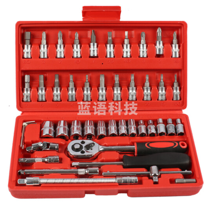 锐能 (RAYENR)汽修工具套装家用套筒棘轮套筒扳手46件套装汽保机修修车工具组套工具箱扳手套筒组合NR9101