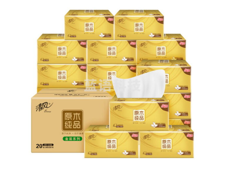 清风抽纸BR16SJ20E1面巾纸 金装系列 3层150抽*20包/箱