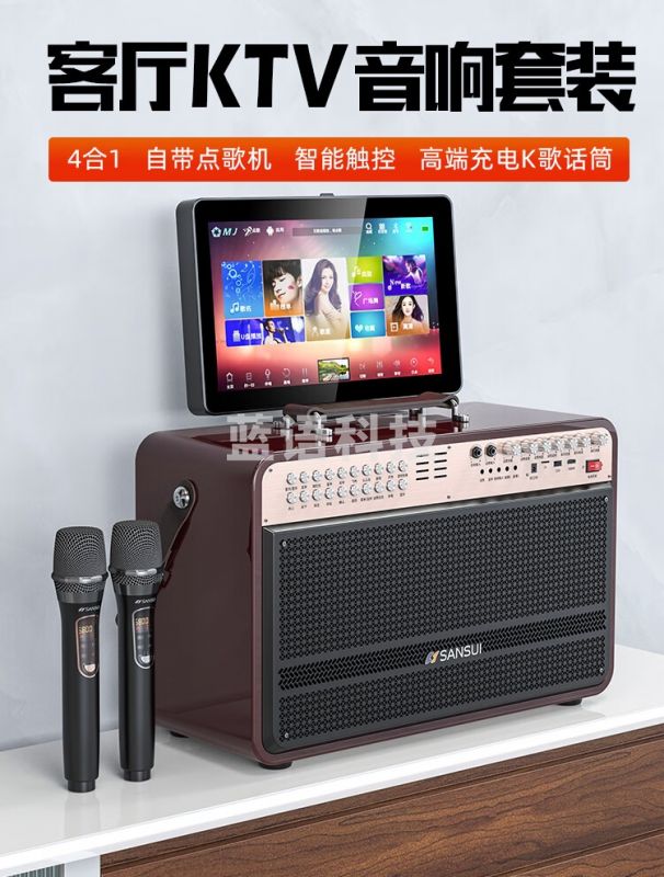 山水（SANSUI） 家庭KTV音响套装双麦克风点歌功放全套家用K歌客厅专业点唱机会议室音箱卡拉OK 三分频A33【328G硬盘+充电话筒】