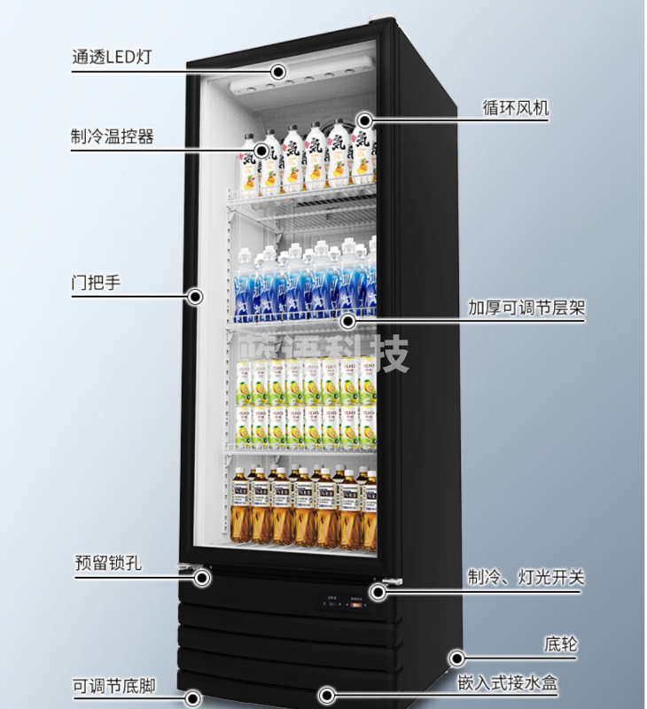 澳柯玛（AUCMA）展示柜冷藏饮料柜单门商用立式冰柜保鲜冰箱风冷超市便利店陈列柜啤酒水果柜一级能效 风冷 1级能效 310升 SC-310W