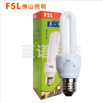 佛山 T4电子节能灯 8W(2U)E27/6500K 白光