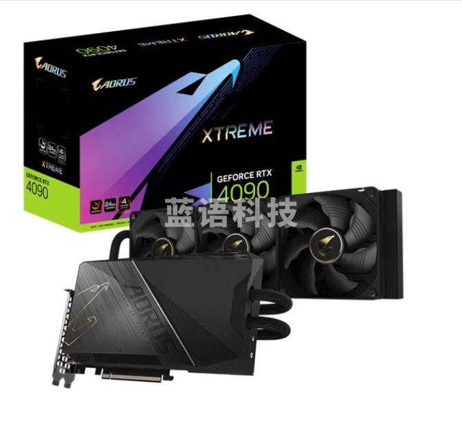 技嘉水雕AORUS GeForce RTX 4090 XTREME WATERFORCE 24G 电竞游戏设计智能学习电脑独立显卡