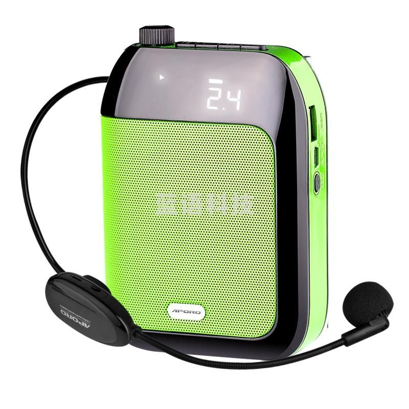 APORO T9 2.4G无线小扩音器教师腰挂蜜蜂导游迷你耳麦便携式自动连 插卡U盘录音运动健身教练 草绿色