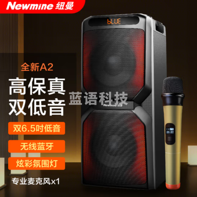 纽曼(Newmine)A2音响蓝牙音箱便携式 双6.5英寸喇叭 带无线话筒
