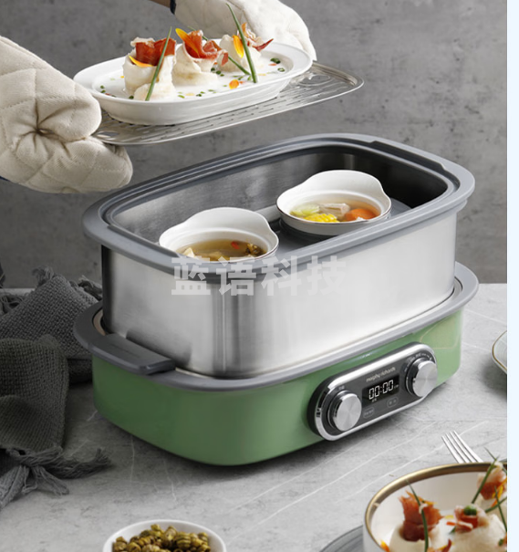 摩飞电器(Morphyrichards)电蒸锅 家用大容量蒸炖锅速蒸锅 多功能预约定时电炖锅隔水炖煮锅【含炖盅组件】MR1168绿